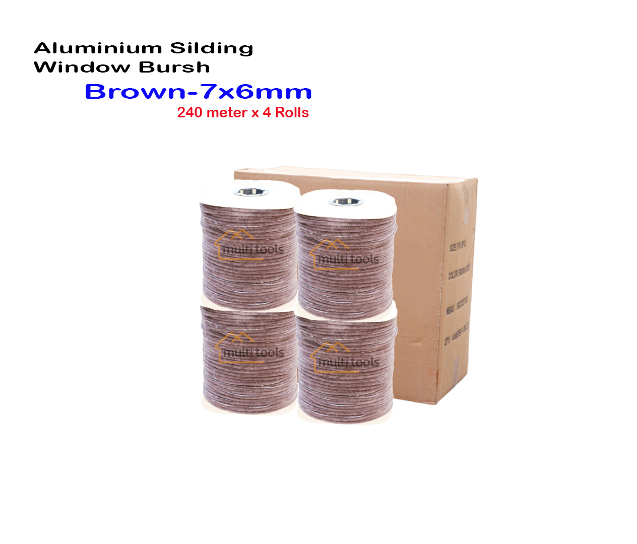 4-Rolls Carton 7X6mm Bursh Brown For Aluminium Silding Window 
